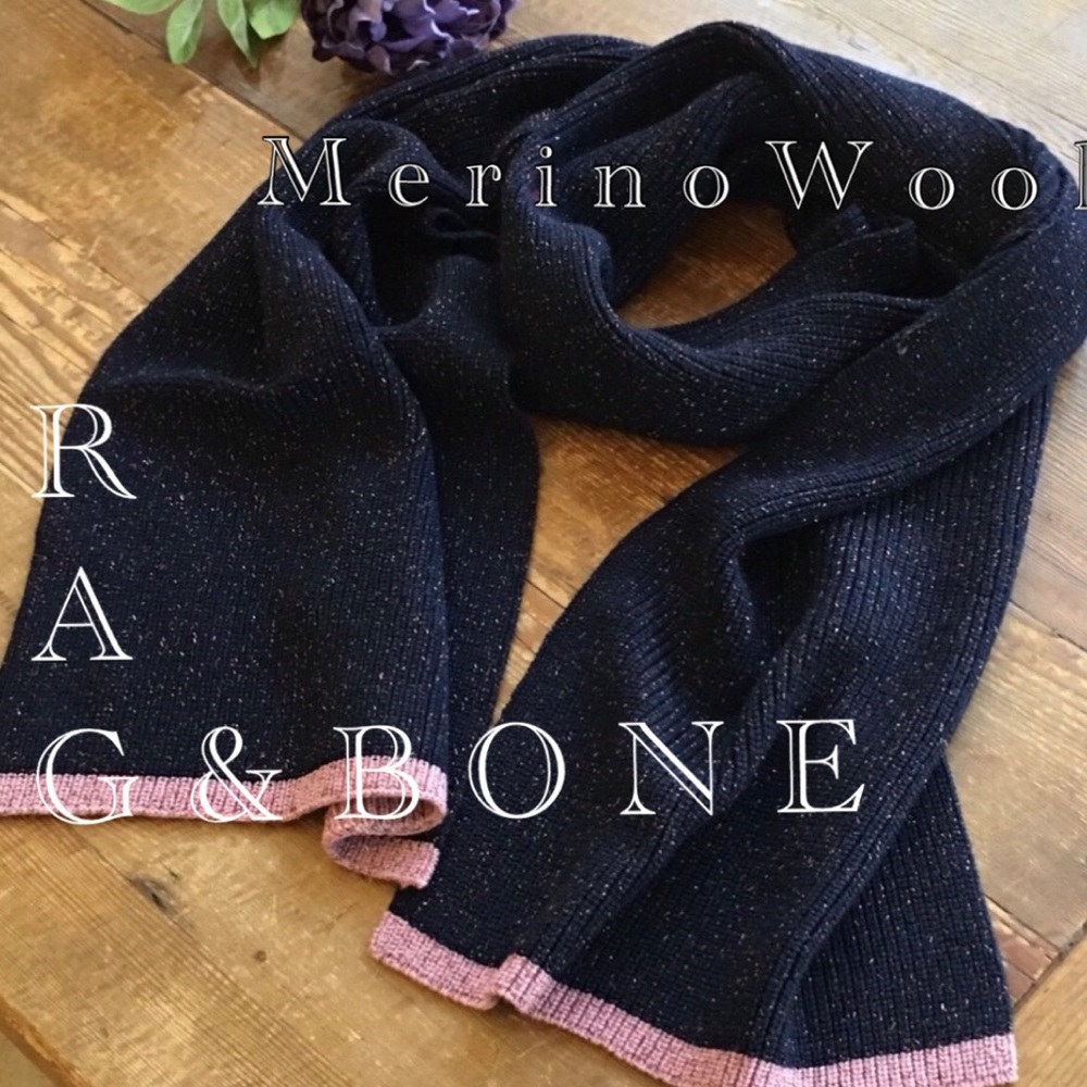 Rag & Bone Scarf Merino Wool Ribbed Knit